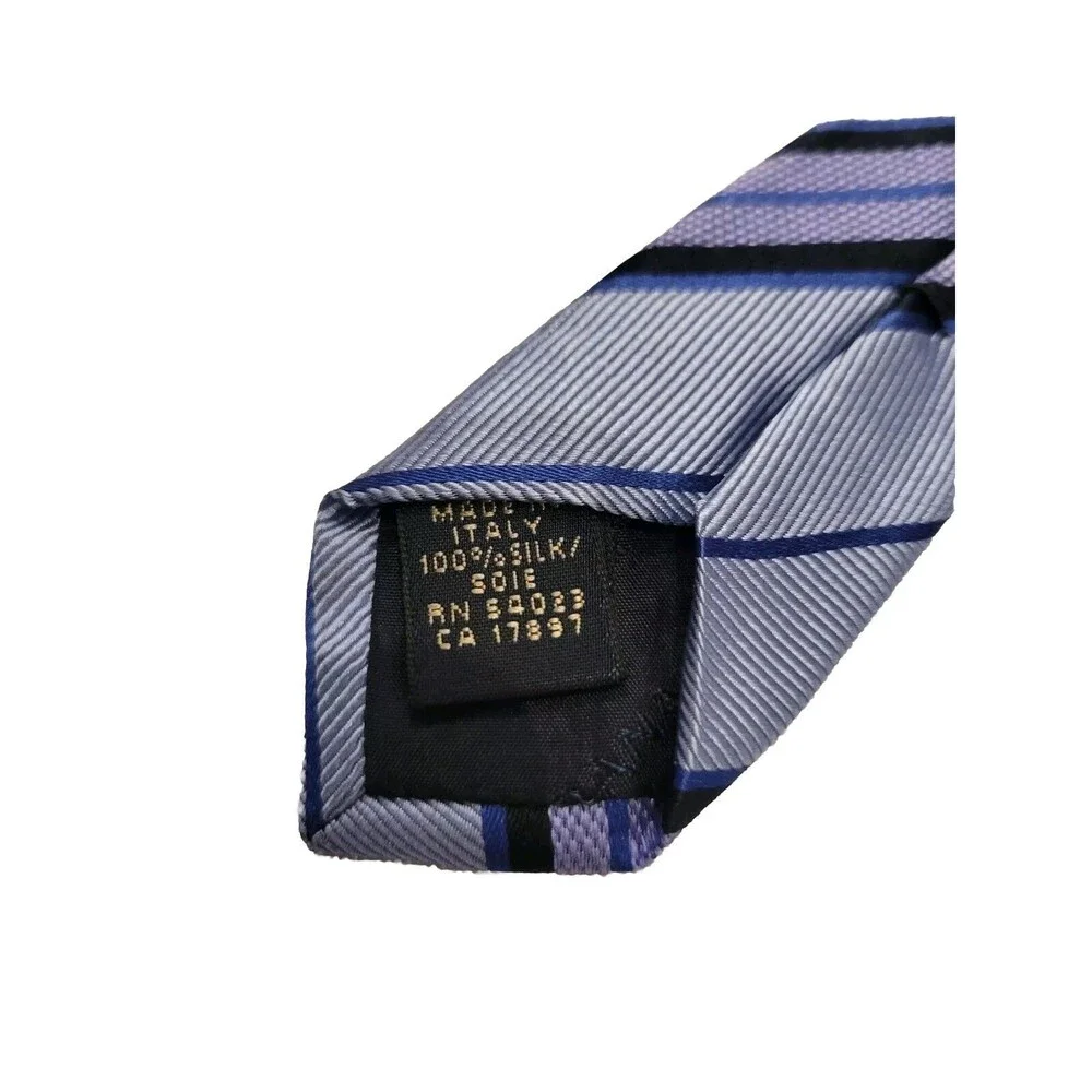 Banana Republic Mens 100% Silk Tie Classic Width Striped Blue Black Purple